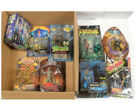 Quantity of TV and Film related action figures and vehicle x nine includes Kenner Aliens Space Marine Stinger XT-37, Near Min