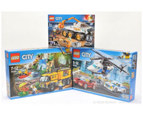 Lego City sets x three includes Jungle Mobile Lab set 60160, High Speed Chase set 60138, Rover Testing Drive, All within Near