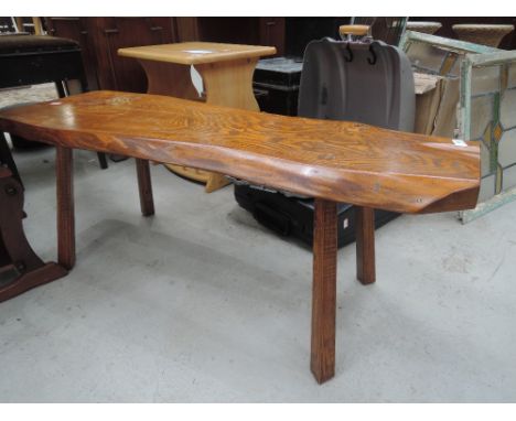 A rustic wood bench seat
