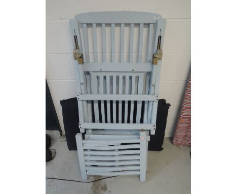 A vintage wooden deck chair