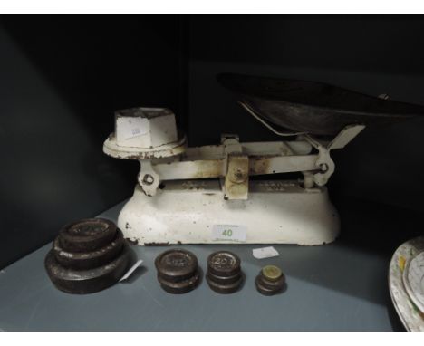 A cast scale set and selection of weights