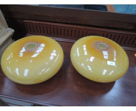 A pair of vintage glass ceiling light shades