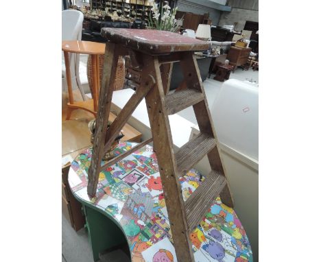 A set of vintage wooden steps