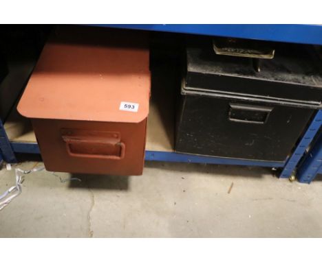 Old Tin Trunk, Metal Box and Brass Fire Irons