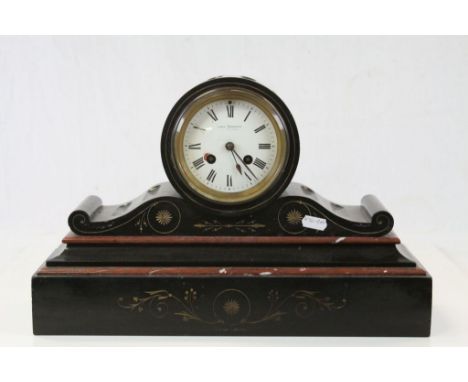Slate and Marble Mantle Clock dial marked ' John Bennett - Cheapside '