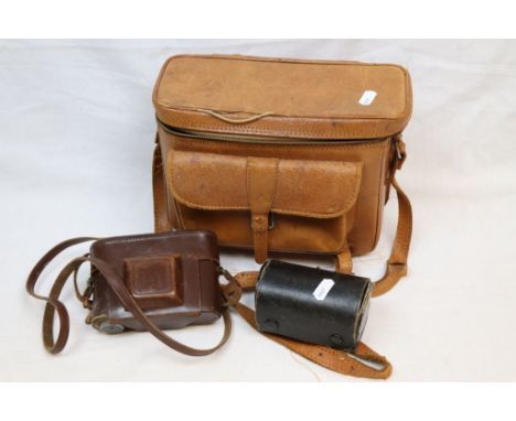 Vintage Leather Cased Kodak Retina IIa Camera, Cased Zeiss Ikon Contax Camera with instructions, lenses, etc and other Access