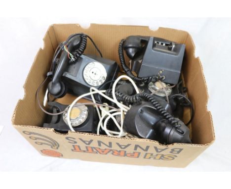Six Vintage Black ' GPO ' Telephones