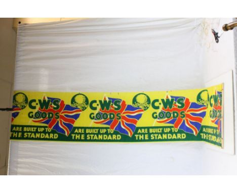 Original Vintage Advertising Crepe Banner / Promotional Poster ' C.W.S Goods are built up to the standard ' ' Labor &amp; Wai
