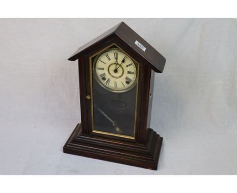 Late 19th / Early 20th century Steeple Mantle Clock with White Dial and Roman Numerals