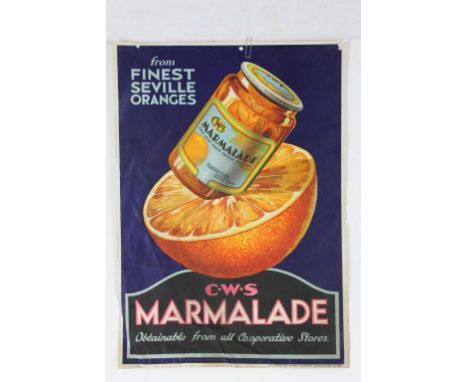 Original Vintage Shop Display Promotional Advertising Poster 'C.W.S Marmalade, obtainable from all Co-operative Stores ' feat