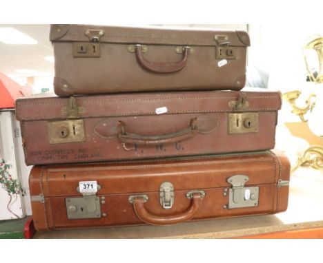 Vintage Leather Suitcase and Two Others