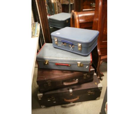 Four Vintage Suitcases, two filled with Linen