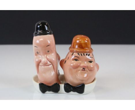 Beswick "Laurel & Hardy" ceramic salt and pepper Cruet set, numbered to base 575