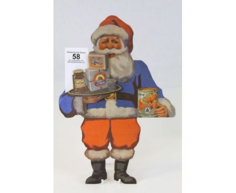 Original Vintage C.W.S. Advertising Shop Display Promotional Board featuring Father Christmas holding Christmas Foods includi