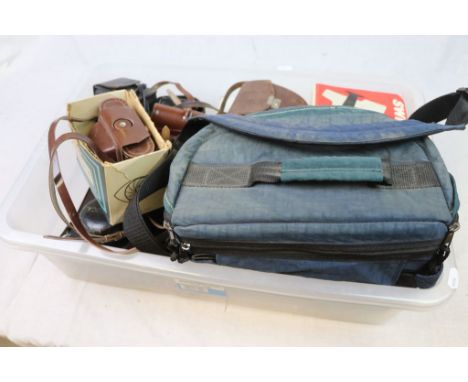 Tray of Mixed Vintage and more Modern Cameras and Accessories