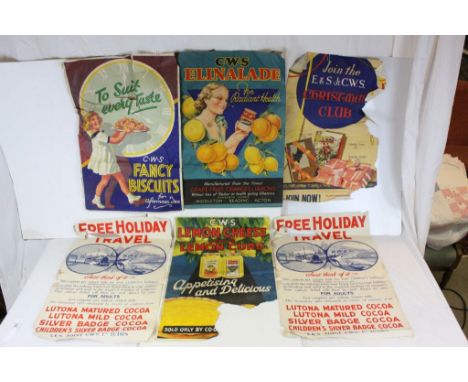 Six original Vintage Shop Display Promotional Advertising Posters ' C.W.S Elinalade for Radiant Health ', ' C.W.S Lemon Chees