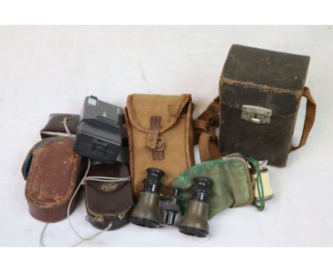 Vintage Cased Zeiss Ikon Camera, No. 21 Folding Automatic Brownie, Two Cased Exposure Meters, Two Sets of Racing Glasses, etc