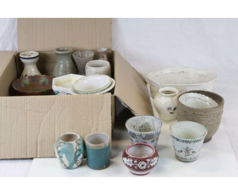 Collection of Ceramic and Pottery Jardiniere, Planters, Vases including Victorian and Hand Painted Portugal, etc