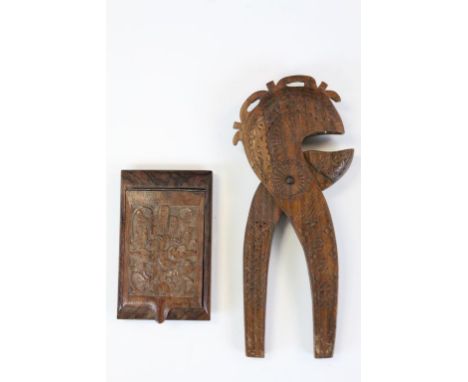 Eastern European Wooden Carved Nutcracker and a similar Snuff Box