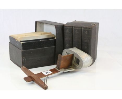 Underwood & Underwood stereocard viewer, with cased vintage Stereocards of Rome & Russia