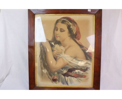 19th century Lithograph of a French Lady