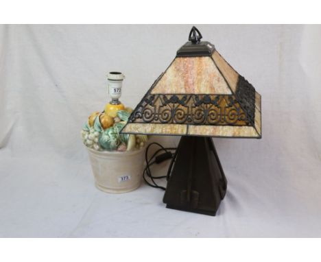 Two Table Lamps, one Tiffany Style Heavy Lamp and Glass Shade