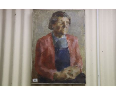 Penelope Ellis, Oil on Board, Three Quarter Length Portrait of a Seated Old Lady, 61cm x 43cm