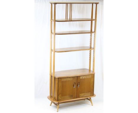 Ercol Light Elm Giraffe Room Divider comprising Shelves with Cupboard Below, 191cms high