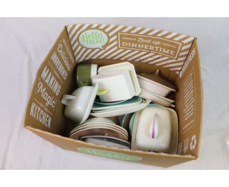 Box of Poole Pottery including Vintage Butter Dishes