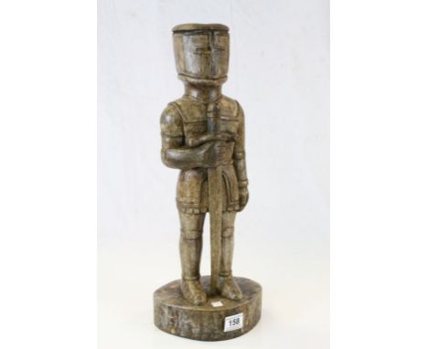 Vintage Carved Wood Figure of a Knight in Armour 
