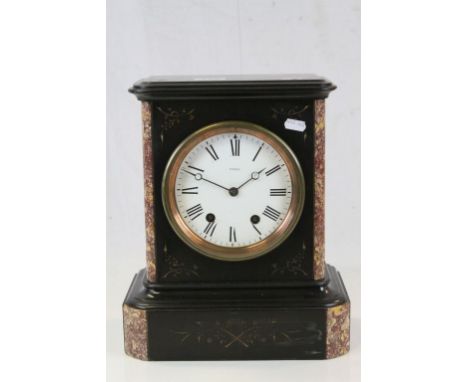 Large Slate and Marble Mantle Clock with Striking Movement, dial marked ' Vokes '