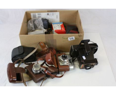 Collection of Cameras and Accessories including Polaroid, Halina, Olympus, etc