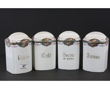 Set of Four Vintage French Ceramic Storage Jars marked to base ' Orches, Moulin Des Loups & Hamage '