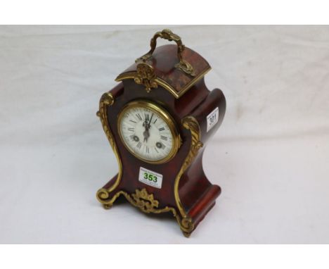 Key wind Tortoiseshell & Ormolou Brass Clock with Enamel dial
