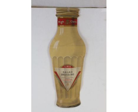 Original Vintage C.W.S Shop Display Promotional Advertising Poster in the form of a Salad Dressing Bottle for sticking inside