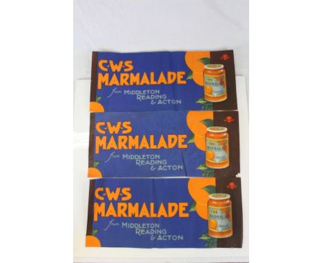 Three original Vintage C.W.S Shop Display Promotional Advertising Posters ' C.W.S Marmalade from Middleton, Reading &amp; Act