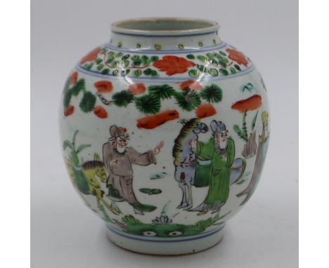 Chinese ceramic vase, four character mark to base, H: 20 cm. UK P&amp;P Group 2 (£20+VAT for the first lot and £4+VAT for sub