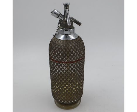 Vintage Sparklets of London soda syphon with wire mesh covering, H: 34 cm. UK P&amp;P Group 2 (£20+VAT for the first lot and 