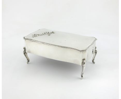 An Edwardian silver playing card box for bridge, by H. Matthews, Birmingham 1906, retailed by Alexander Clark, rectangular fo