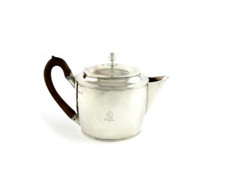 A George III silver argyle, by John Emes, London 1798, oval form, scroll handle, double skinned body, the interior with a wat