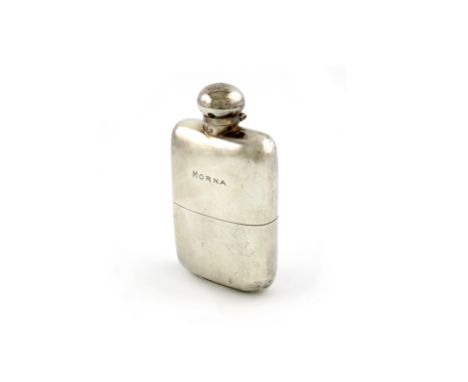 A late-Victorian silver hip flask, by The Goldsmiths and Silversmiths Company, London 1900, rounded rectangular form, pull-of