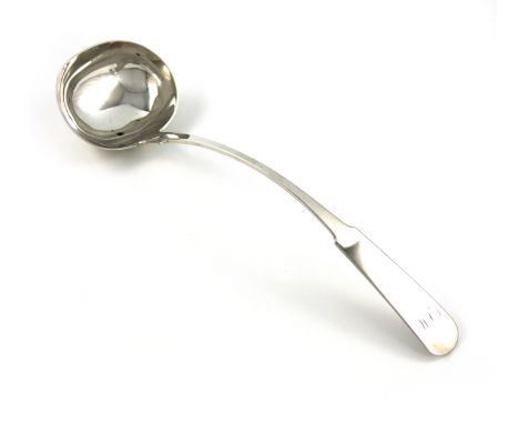 An early 19th century Scottish provincial silver Fiddle pattern soup ladle, by Charles Murray, Perth circa 1820, oval bowl, t