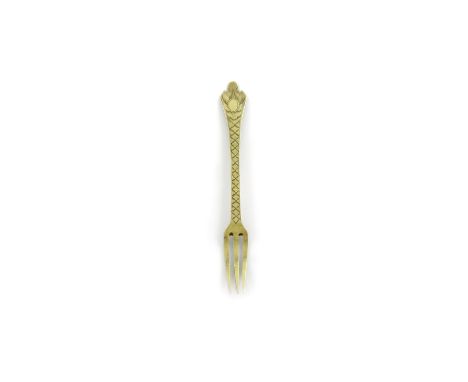 A William and Mary silver-gilt Trefid sweet-meat fork, possibly by Thomas Tysoe, London circa 1690, engraved decoration, leng