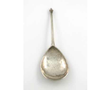 A 15th century silver Diamond-point spoon, unmarked, circa 1450-1500, fig-shaped bowl, faceted tapering stem with a six-sided