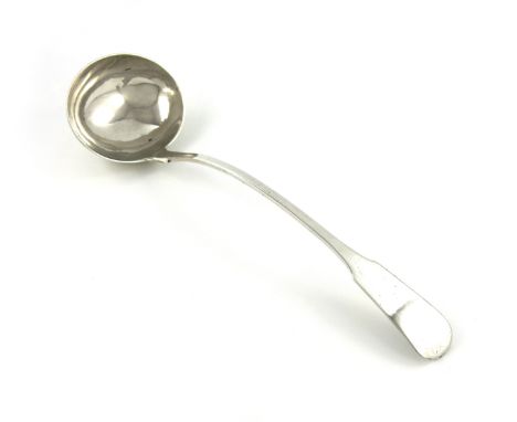 An early 19th century Scottish provincial silver Fiddle pattern soup ladle, by Robert Naughten, Inverness circa 1820, oval bo