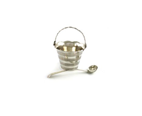 A George II silver cream pail, by Samuel Herbert and Co, London circa 1755, tapering circular form, with bands of reeded deco