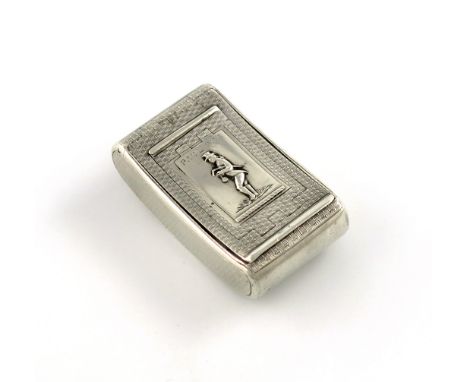 A silver triple snuff box, probably by Davies Brothers or Dingley Brothers, Birmingham 1911, shaped rectangular form, engine-