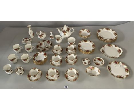 59 piece Royal Albert 'Old Country Roses' tea &amp; dinner set comprising 7 cups, 7 saucers, 4 mugs, 8 side plates, teapot, s