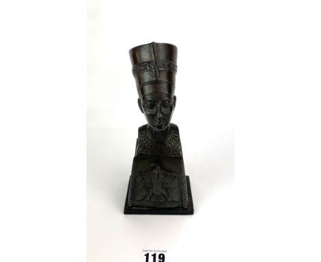 Bronze Egyptian bust, 9" high