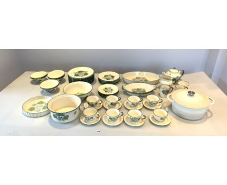 Poole Pottery 59 piece tea and dinner set comprising 8 cups, 8 saucers, 2 coffee cups, teapot, milk jug, sugar bowl, 12 dinne